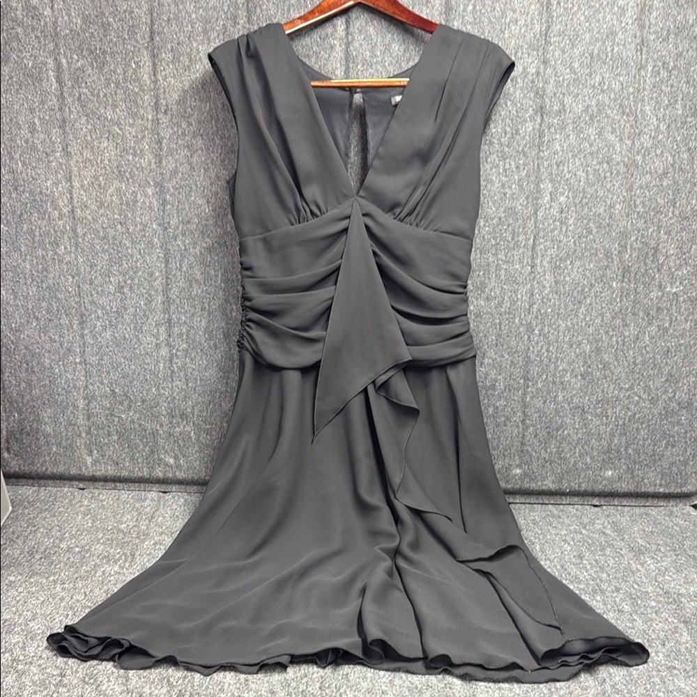 Bisou Bisou black Ruched V-Neck Midi Dress